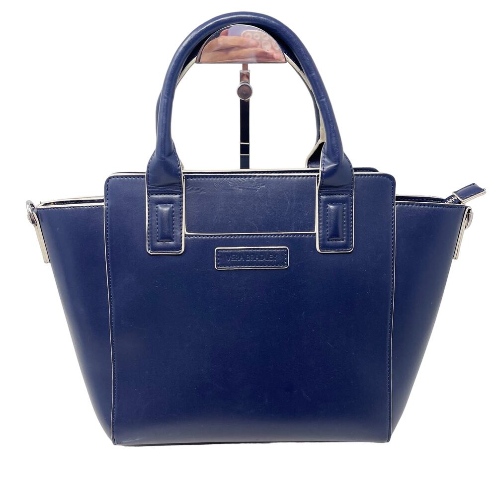 Vera Bradley Navy Blue Northbrook Tote Bag Faux Leather Vegan Crossbody Strap